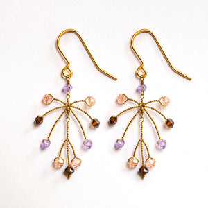 Small Leaf Earrings in Purple Mix