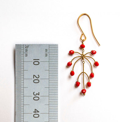 Small Leaf Earrings in Red