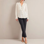 Spencer Silk V Neck Shirt in Cream