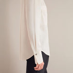 Spencer Silk V Neck Shirt in Cream