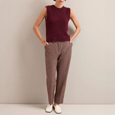 Tatum Wool Blend Tapered Trousers in Red/Black