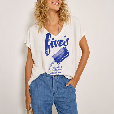 FIVE Tee Shirt in Blue/Meringue