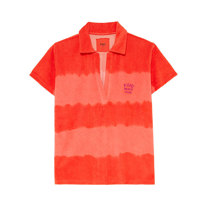 FIVE Collared Tee Shirt in Coral