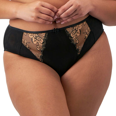 Teagan High Leg Brief in Black/Almond