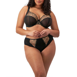 Teagan High Leg Brief in Black/Almond