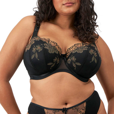 ELOMI Teagan Padded Half Cup Bra in Black/Almond