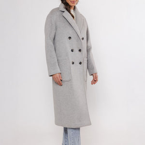 Teuni Long Teddy Coat in Light Grey