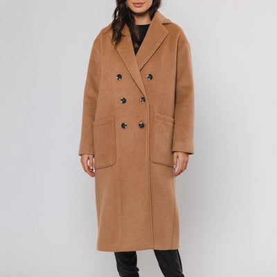 Teuni Long Teddy Coat in Twig