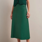 Tiana Leather Midi Skirt in Dark Green