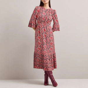 Tibi Snakeskin Print Tea Dress in Pink