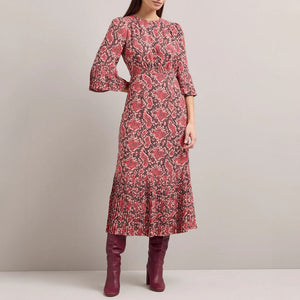 Tibi Snakeskin Print Tea Dress in Pink