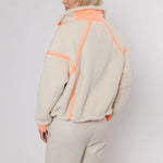 Tova Cropped Teddy Jacket in Snow White/Papaya