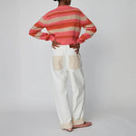 Two-Toned Cotton Pants in Denim Moon Wash