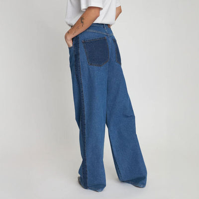 Two Tone Denim Pant in Blue Mix