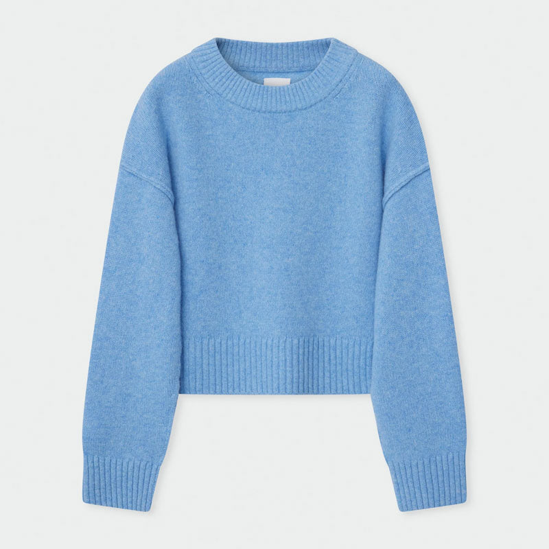 Ulrikke Soft Lambs Wool Jumper in Blue Melange