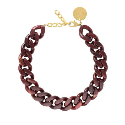 VANESSA BARONI Flat Chain Necklace in Bordeaux Marble