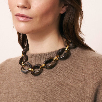 VANESSA BARONI Turtle Necklace in Dark Brown Marble