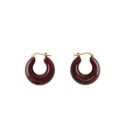 Circlet Earrings in Bordeaux Marble