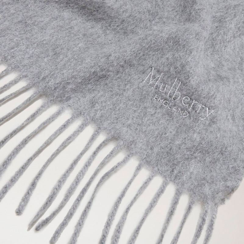 MULBERRY Cashmere Scarf in Light Grey Melange Cashmere