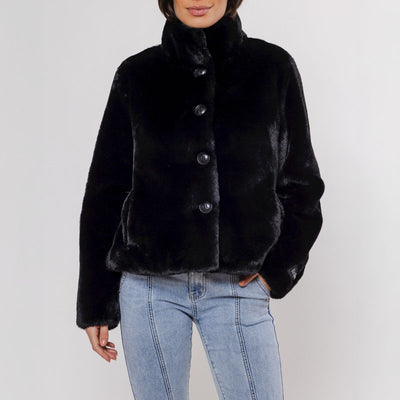 Vie Faux Fur Jacket in Black