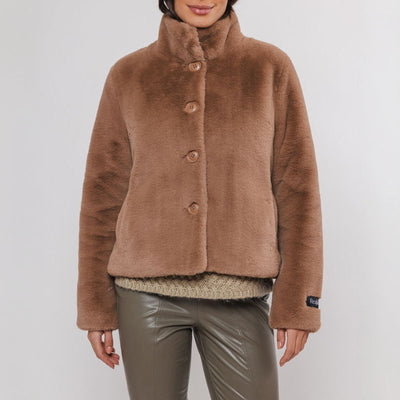 Vie Faux Fur Jacket in Twig