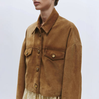 ALYSI Vintage Suede Jacket in Caramel