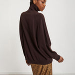 Oversized Raglan Wool Jumper in Chocolate