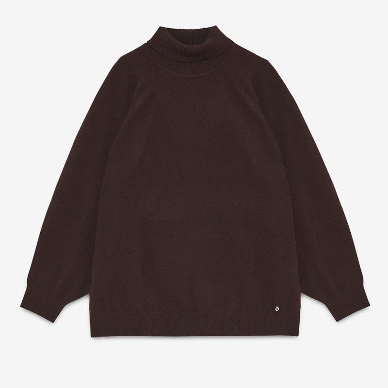 Oversized Raglan Wool Jumper in Chocolate