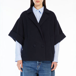 Navarra Short Wool Coat in Navy