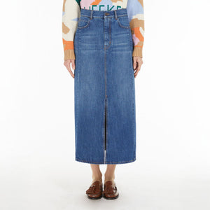 Gesso Denim Midi Skirt in Navy Medium