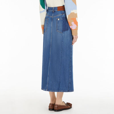 Gesso Denim Midi Skirt in Navy Medium