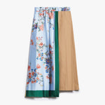 Operoso Printed Canvas & Twill Midi Skirt in Beige