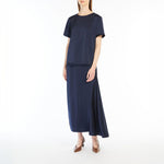 Aia Fluid Satin Skirt in Navy