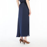 Aia Fluid Satin Skirt in Navy