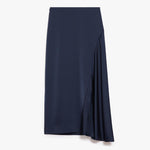 Aia Fluid Satin Skirt in Navy