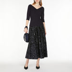 Nome Wide Cotton Skirt with Sequins in Navy