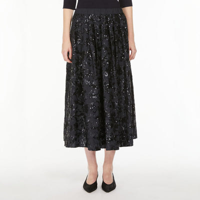 Nome Wide Cotton Skirt with Sequins in Navy