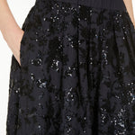 Nome Wide Cotton Skirt with Sequins in Navy