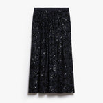 Nome Wide Cotton Skirt with Sequins in Navy