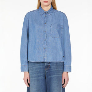 Clio Cotton Denim Shirt in Navy