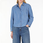 Clio Cotton Denim Shirt in Navy