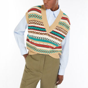 Vicino Knitted Waistcoat in Biscuit