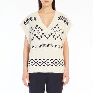 Todi Oversized Jacquard Cotton Tank in Black/White