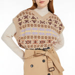 Valvola Knitted Waistcoat Camel Jacquard