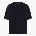 Roncolo Silk & Cotton Polo Sweater in Navy