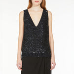 Narva Relaxed Fit Sequin Top in Navy