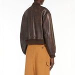 Hiltex Nappa Leather Bomber Jacket in Dark Brown