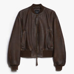 Hiltex Nappa Leather Bomber Jacket in Dark Brown