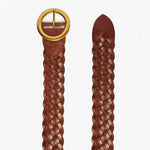 Falla Woven Leather Belt in Dark Brown