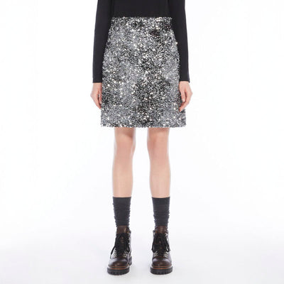 Uvetta Jersey Skirt in Black Sequins